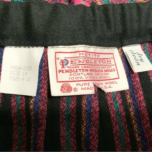 Pendleton Black Pleated Wool Skirt Size 14 - Picture 3 of 3